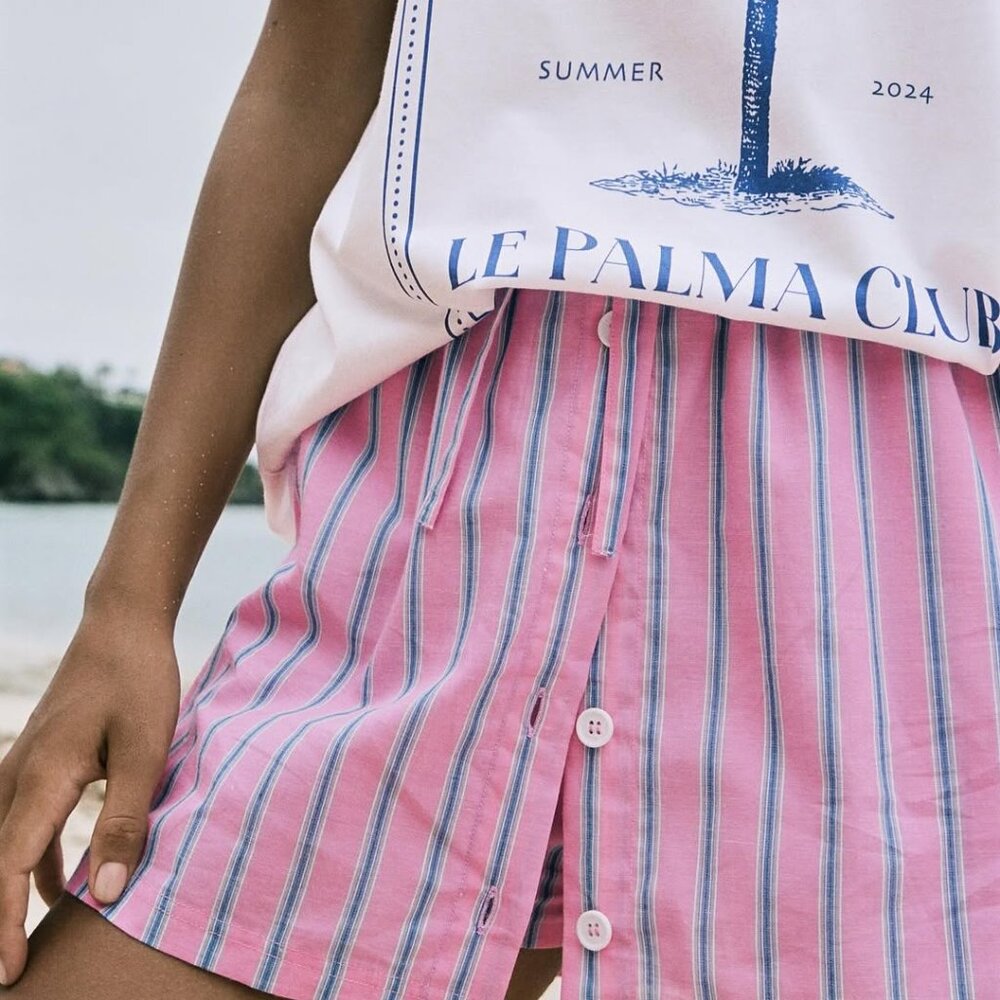 Steele. Skort XL, Pink with Blue and White Stripe Skort
